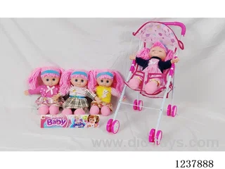 16-inch cotton-stuffed doll with English IC/Iron handcart