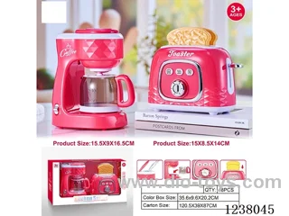 Home Appliances set-bread machine: bread bounce/bell sound; Coffee machine: light/music/dripping -2AA not included