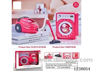 Home Appliances set-vacuum cleaner: light/rotation; Washing machine: light/sound/rotation -2*AA+2*AA is not included.
