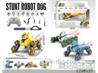 8-wheel RC Stunt Mechanical Dog W L/M/ Spray Dual RC