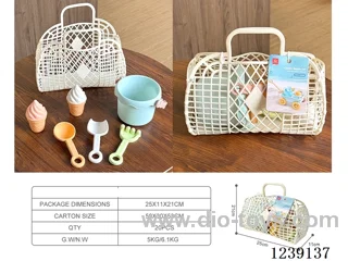 Straw soft rubber hand basket beach toys 6PCS