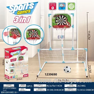 Basketball,Football,Dart 3 in 1 sport game toy in color box