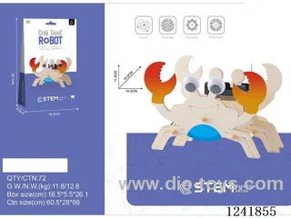 Wooden assembled crab robot