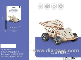 Wooden assembled four-wheel drive racing car