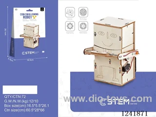 Wooden assembling coin swallowing robot