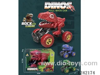 Dual pull back dinosaur car