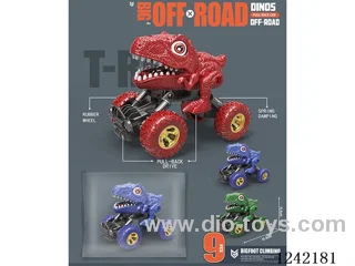 Dual pull back dinosaur car 3 colors mixed