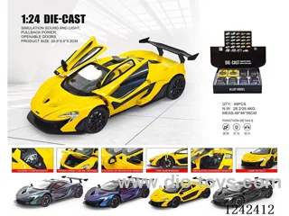 1:24 pull back car W L/M included battery 4 colors mixed 8PCS