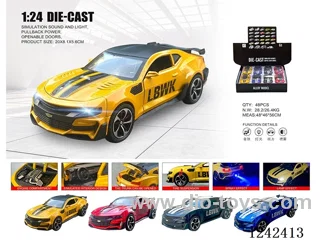 1:24 pull back car W L/M/spray included battery 4 colors mixed 8PCS
