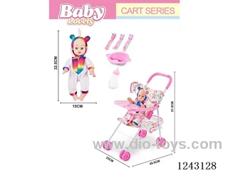 Iron Trolley + dining board + 16 inch empty doll with music
