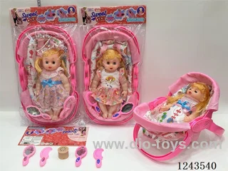 12 inch 5 joints doll 2 mixed with multifunctional backpack/cradle/comb mirror/ music Included battery