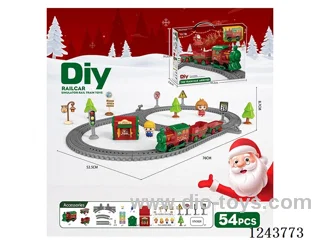 Christmas theme DIY assembled B/O track car/54PCS with music not included battery