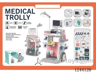 30PCS Dental medical trolley set (W L/M 2*AG10+2*AG13 battery included, 4*AAA+2*AA battery not included) Pink