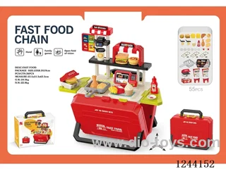 55PCS Fast food set storage suitcase (red, without electric function)
