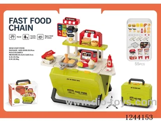 55PCS Fast food set storage suitcase (Green, without electric function)