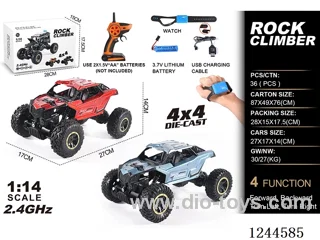 1:14 2.4G 4ch 4WD rc alloy car with watch included battery
