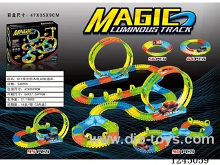 DIY Glow-in-the-Dark Building Blocks B/O Track Car with Lights Not Included battery
