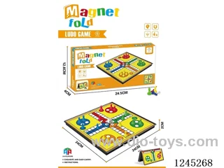 Yellow Flying Chess (Magnetic) with 4 each of the colours yellow, red, orchid, and green + 2 dice
