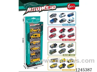 Alloy free wheel firefighting toy car 6pcs