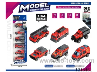 Alloy free wheel red fire truck 6pcs