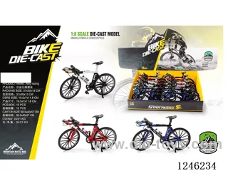 1:8 Alloy Handlebar Bicycle, 3 Colours Mixed, 12PCS/box- free wheel