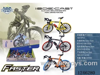 1:8 Alloy Handlebar Bicycle, 3 Colours Mixed,12PCS/box-free wheel