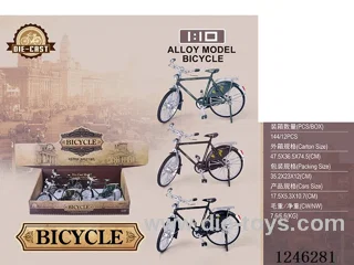 1:10 Alloy Retro Bicycle, 3 Colours Mixed,12PCS/box-free wheel