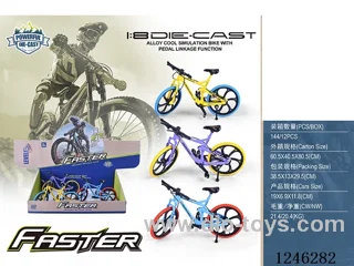 1:8 Alloy Mountain Bicycle Bicycle, 3 Colours Mixed, 12PCS/Box-free wheel