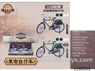 1:10 Alloy Vintage Bicycle, 2 Colours Mixed, 12PCS/Box-free wheel