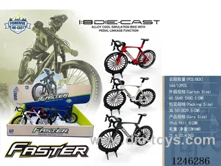 1:8 Alloy Mountain Bike, 3 Colours Mixed, 12PCS/Box-free wheel