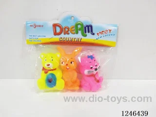BB Whistle Rubber-moulded Rabbit Cat Bear 3PCS
