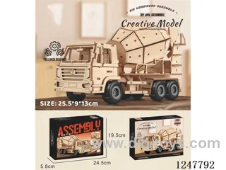 DIY wooden pull back cement mixer