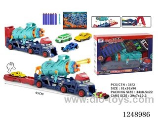 DIY 2 in 1 Transport Vehicle Stretch Eject/Soft Launch with 6 Bullets 3 Alloy Vehicles + 1 Map