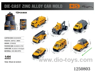 1:64 free wheel alloy engineering vehicles 3PCS*12boxes