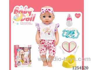 14 inch drinking and peeing doll + accessories ( vinyl head hands and feet / body blowing / with IC,24 sound ) included battery