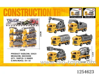 6PCS pull back Engineering Vehicles