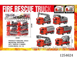 6PCS pull back Fire Engines