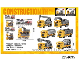 2PCS pull back Engineering Vehicles 3 mixed