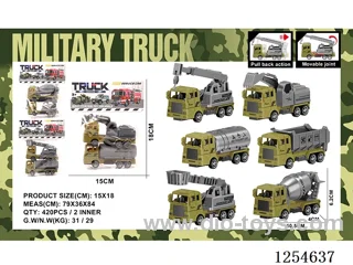 2PCS pull back Military Engineering Vehicles 3 mixed
