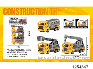 3PCS pull back Engineering Vehicle