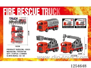 3PCS pull back Fire Engineering Vehicle