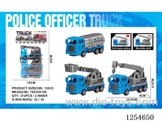 3PCS pull back Police Engineering Vehicle