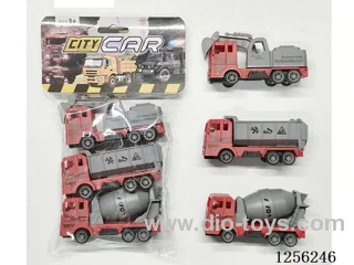 3PCS pull back Fire Engineering Vehicle
