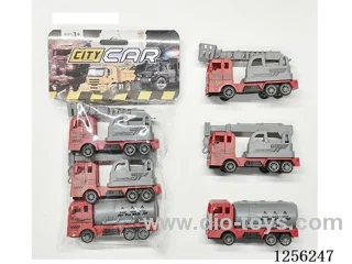 3PCS pull back Fire Engineering Vehicle