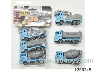 3PCS pull back Police Engineering Vehicle