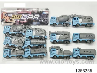 6PCS pull back Police Engineering Vehicles