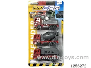 3PCS pull back Fire Engineering Vehicles