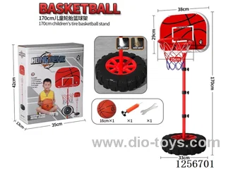 1.7M Height-Adjustable Large-Wheel Iron Hoop and Pole (Diameter: 19MM) Basketball Hoop (Backboard Size: 38*29CM)
