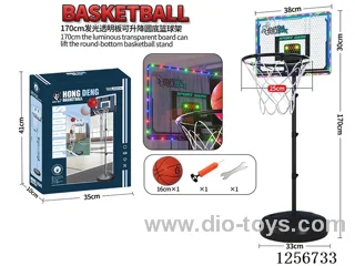 1.7m Illuminated Height-Adjustable Transparent Backboard Rim & Pole Round Base Basketball Hoop