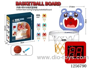 Cartoon Bear Scoring Hanging Basketball Backboard
